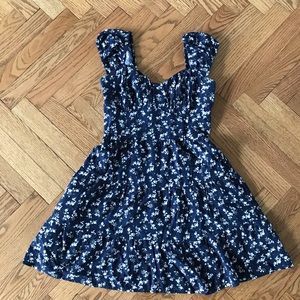 Hollister Co Navy Blue with Flowers Ruched Mini Dress size S
